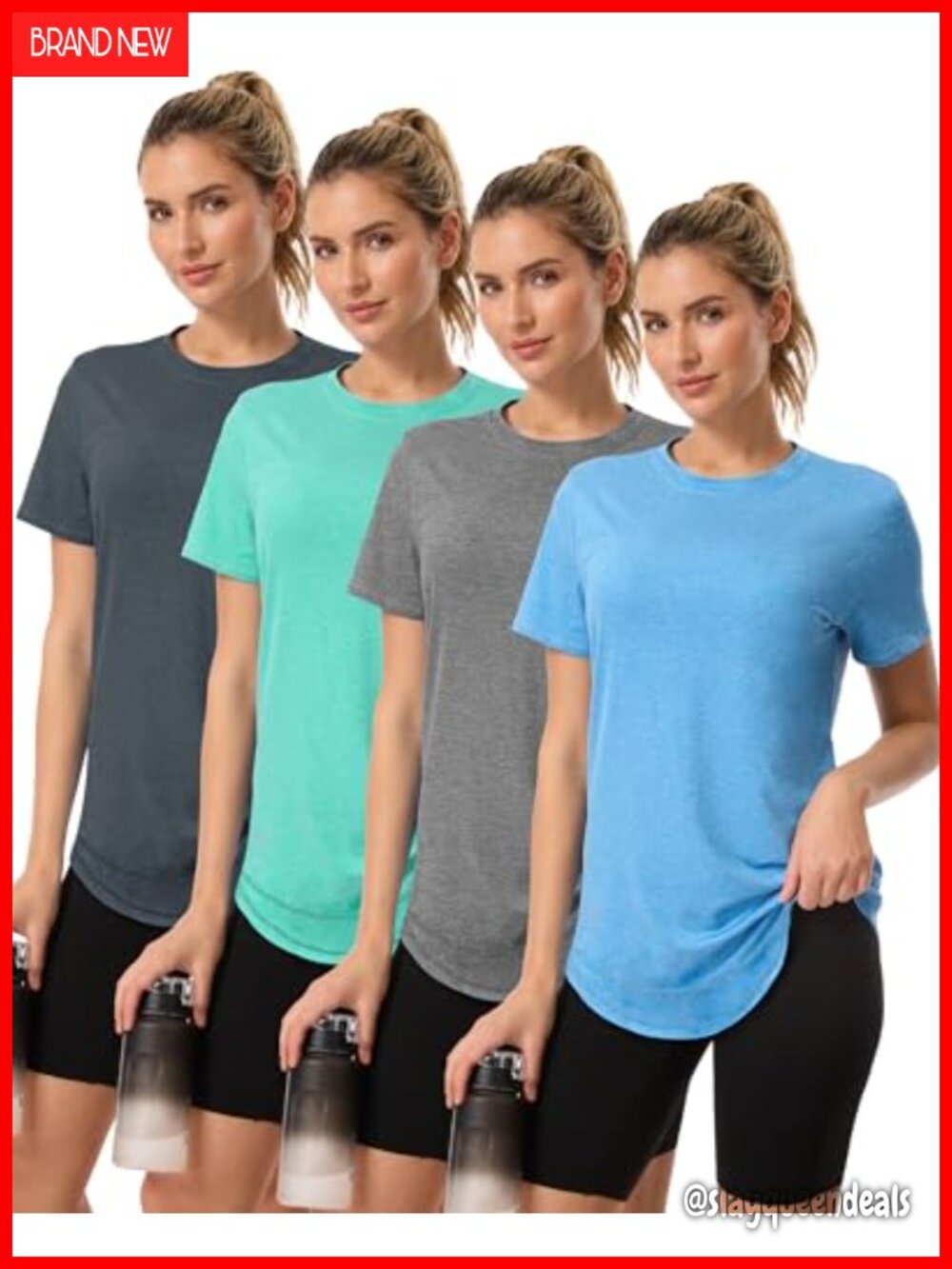 4 Pack Women's Workout Tops Short Sleeve Athletic Gym Fitness Shirts